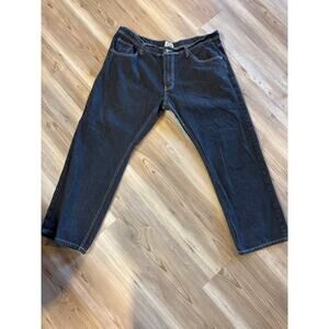 Ablanche Mens Jeans Dark Blue Baggy Flag Wide-Leg Streetwear Y2K Size 40x32